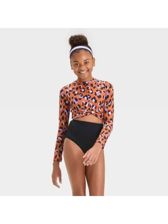 art class Other - Art Class size Medium (8) Girls Leopard Print One-Piece Swimsuit: Black, Purple,